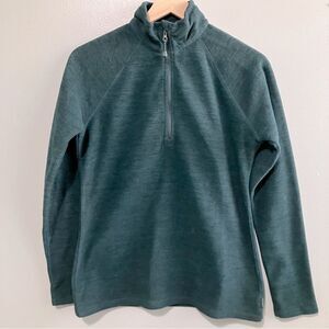 Eddie Bauer Quarter Zip Space Dye Green Fleece Pullover Sweatshirt Women Size S